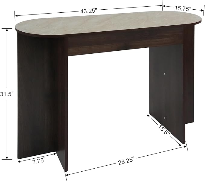 Mid Century 43 Inch Console Table, Narrow Sofa Table Behind Couch, Farmhouse Wooden Console Table for Living Room, Entryway, Walnut Finish