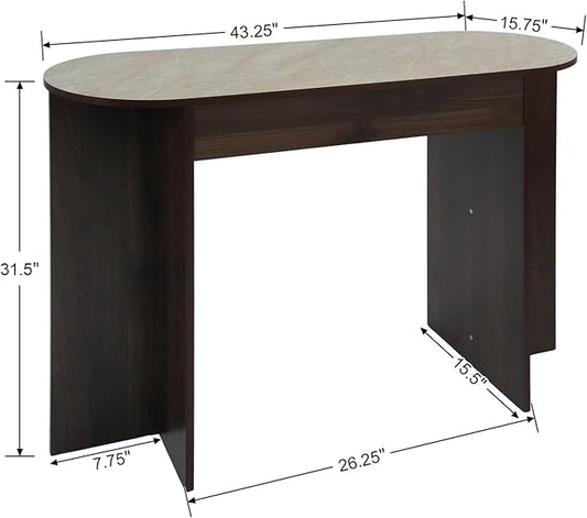 Mid Century 43 Inch Console Table, Narrow Sofa Table Behind Couch, Farmhouse Wooden Console Table for Living Room, Entryway, Walnut Finish