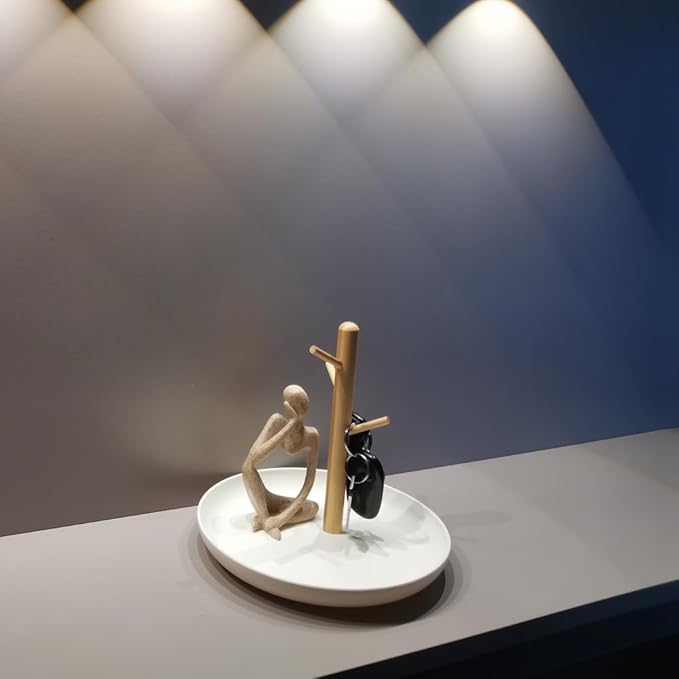 BOPART Sandstone Thinker Statues Home Decor Resin Small Thinker Sculpture Coffee Table Decor Modern Abstract Figurine for Living Room Office Desk Decor