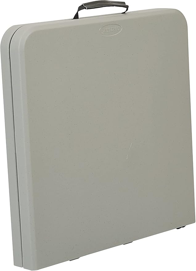 Office Star Resin Multipurpose Rectangle Table, 4-Feet Long, Height Adjustable, Center Folding Table, Light Gray