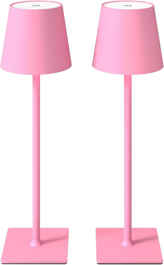 2 Pack Cordless Table Lamps, 3 Colors Stepless Dimming, 5000mAh Rechargeable Battery LED Desk Lamp for Bedroom/Couple Dinner/Desk/Cafe/Dining Room/Terrace