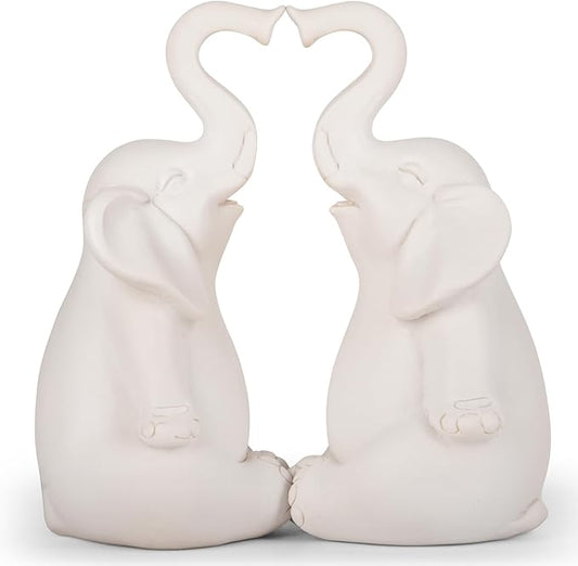 Loving Pair of Elephants - Handmade Elephant Statues - Symbolic Home Decor Figurines for Love, Luck, and Harmony, Ideal Gift for Wedding, Anniversary, Mother's Day