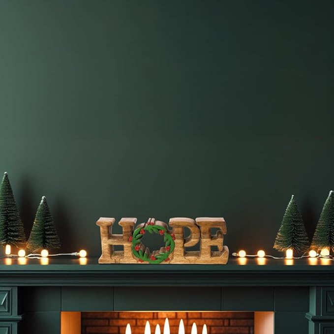 Decozen Living Room Decor: Handcrafted Hope Sign Letters Centerpiece - Bedroom, Indoor Coffee Table, House, Dining Room, Farmhouse & Kitchen Decor, Housewarming Gifts and Accessories - Solid Wood