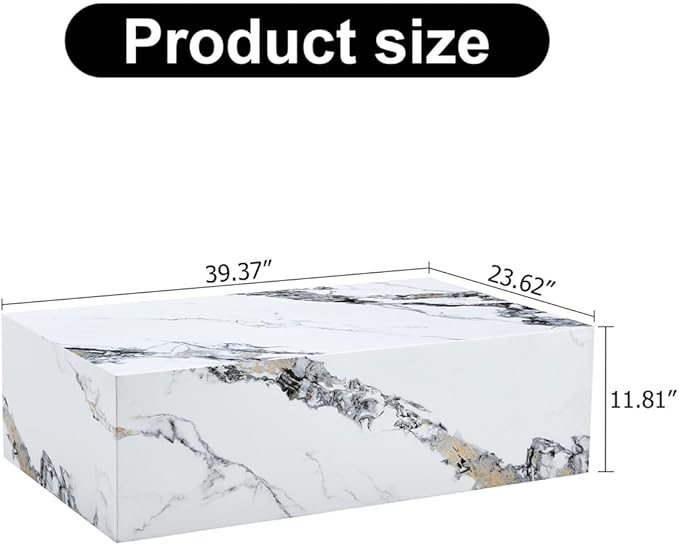 Coffee Table Set for 3, Living Room Table Set, White Faux Marble Coffee Table and Side Table, Modern Coffee Table Set, Center Table Set, No Assembly Required - Ready to Use