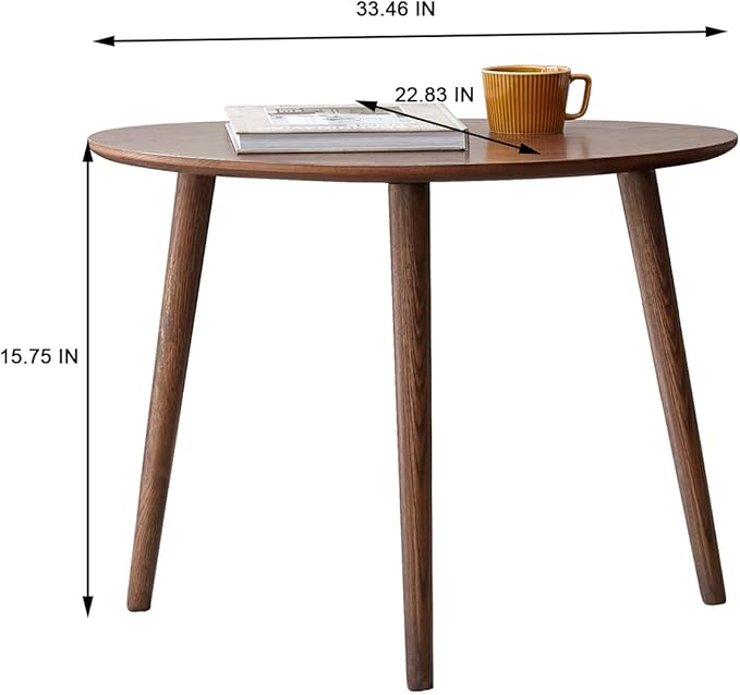 Oval Side Table,22.9" D x 33.5" W x 15.8" H Walnut Finish Oval Accent Table, 150lb Capacity & Easy Assembly,Mid Century Modern Small Coffee Table for Living Room, Bedroom, Office