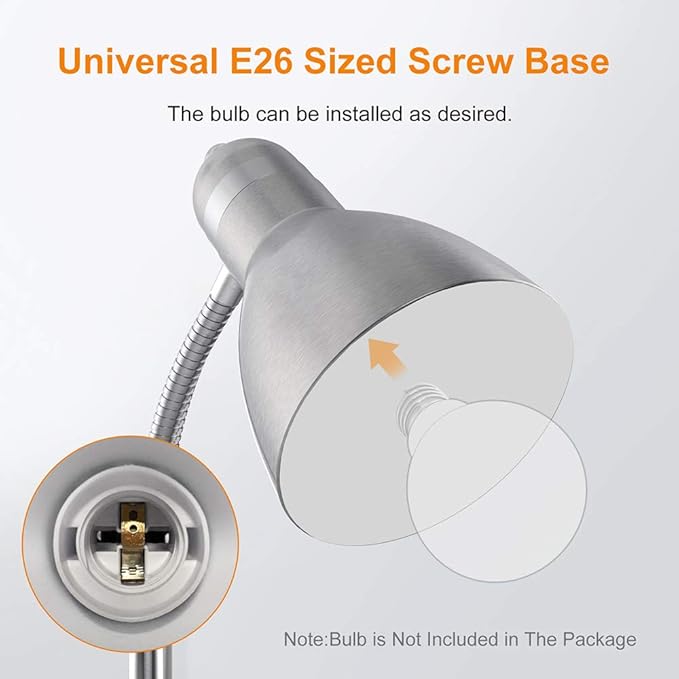 LEPOWER Floor Lamp, Metal Standing Lamp with Adjustable Gooseneck, Heavy Metal Base, Reading Pole Lamp for Office, Silver Floor Lamps for Bedroom, Living Room