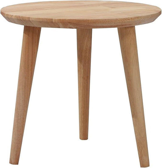 WoodShine Side Table Small Round Solid Wood Sofa End Tables Accent Nesting Coffee Table Natural(H:14.37inch)