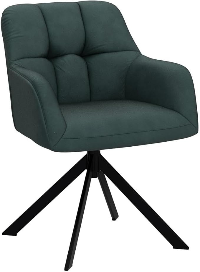 EALSON Comfy Velvet Desk Chair Modern Computer Task Chair no Wheels Swivel Accent Chair with Mid Back Arm Chair for Living Room/Bedroom/Home Office(Green)