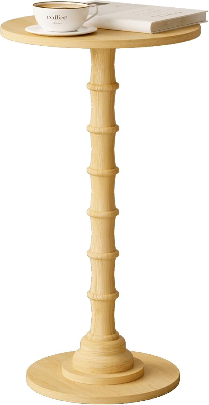 Round Side Table, Small Drink Table for Small Spaces, Modern Accent Nightstand with Solid Wood Leg for Living Room, Bedroom, Corners, and Office (Oak)