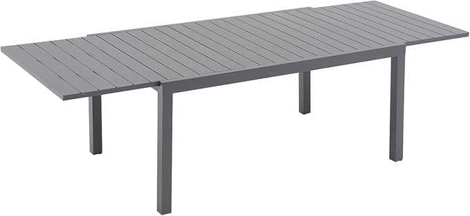 Soleil Jardin Aluminum Patio Extendable Dining Table, 63" - 105", Adjustable Indoor Outdoor Furniture Rectangle Table for 6-10 Person Porch Deck Garden, Dark-Grey