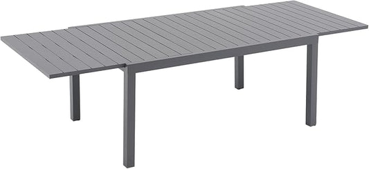 Soleil Jardin Aluminum Patio Extendable Dining Table, 63" - 105", Adjustable Indoor Outdoor Furniture Rectangle Table for 6-10 Person Porch Deck Garden, Dark-Grey