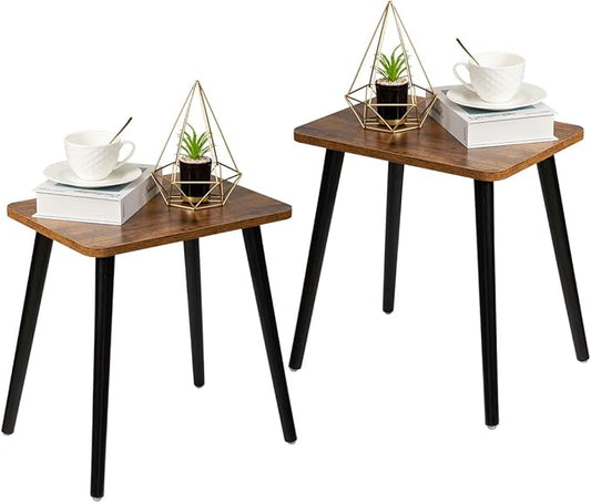 FORAOFUR End Table Set of 2, Modern Wooden Side Table for Living Room, Bedroom, Boho for Small Spaces, Easy Assembly