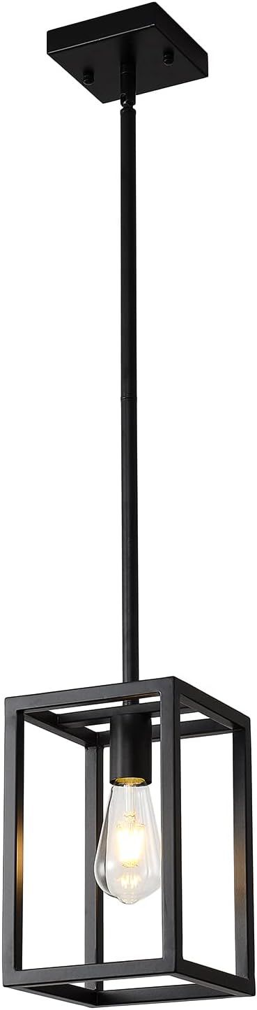 Kitchen Black Pendant Lighting Chandeliers for Dining Rooms, Mini Pendant Lights 1-Light Modern Hanging Light Fixture Matte Black Industrial for Kitchen Island