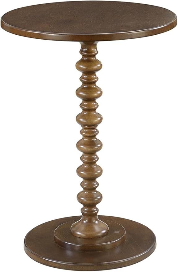 Convenience Concepts Palm Beach Spindle Table 17.75" - Traditional Round End Table for Living Room, Turned Solid Wood Side Table, Classic Display Pedestal Table, Espresso