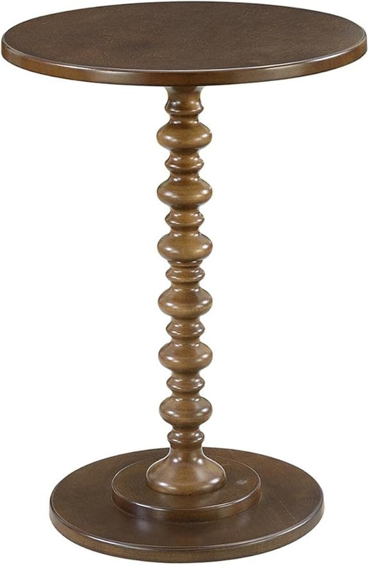 Convenience Concepts Palm Beach Spindle Table 17.75" - Traditional Round End Table for Living Room, Turned Solid Wood Side Table, Classic Display Pedestal Table, Espresso