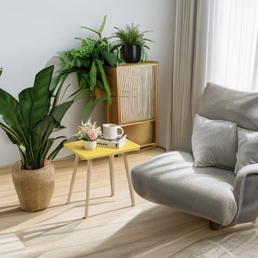 FORAOFUR Side Table, Small End Table Accent Living Room Bedroom Balcony Office, Modern Bedside Home Decor, Easy Assembly, (Yellow, 15.75D x 11.8W 16.54H in)