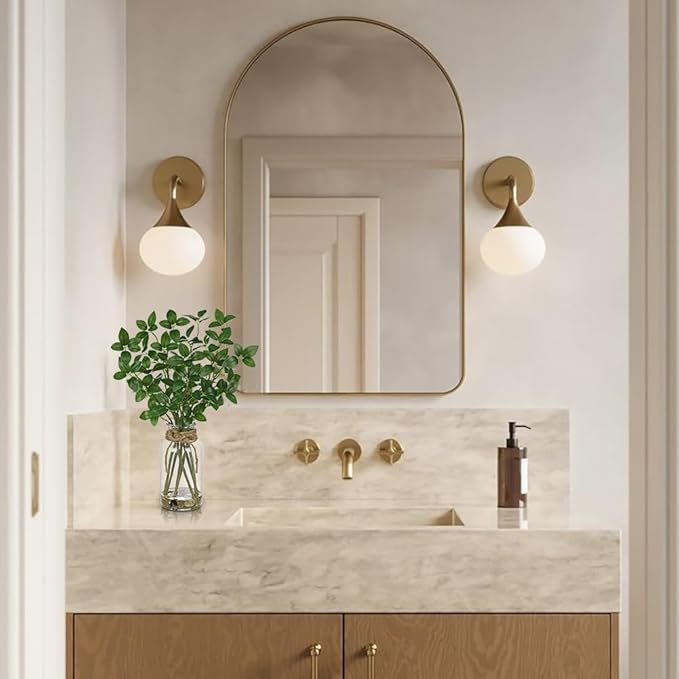 DILATATA Artificial Ficus Stems in Glass Vase with Faux Water and Real Stones 15" Fake Greenery Plant Ficus Leaves for Home Office Farmhouse Bathroom Bedroom Kitchen Table Centerpiece Decor