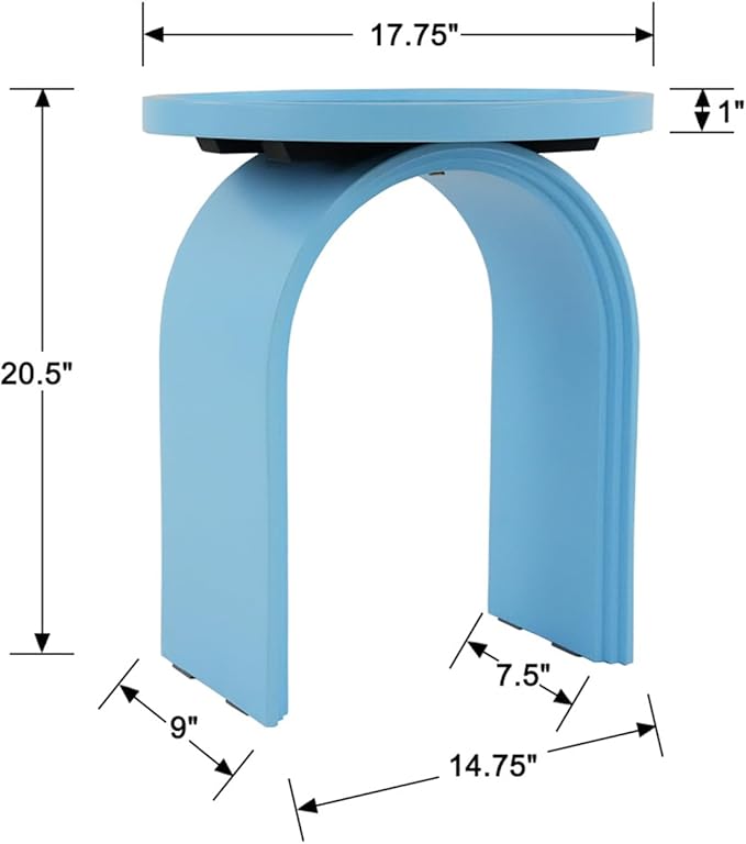 17.7”Wide Modern Side Table, Blue Wooden End Table, Round Accent Table for Small Spaces, Bedside, Couch Side, Narrow Nightstand for Living Room