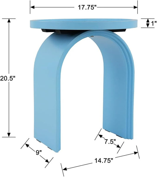 17.7”Wide Modern Side Table, Blue Wooden End Table, Round Accent Table for Small Spaces, Bedside, Couch Side, Narrow Nightstand for Living Room