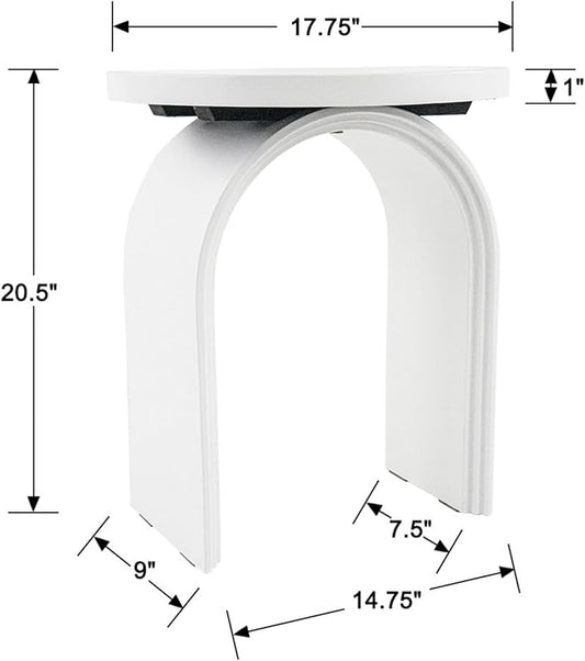 VESCASA 17.75" W Round Sofa Side Table, Modern Nightstand with Arched Wooden Legs, Small Accent End Table for Living Room, Bedroom, White