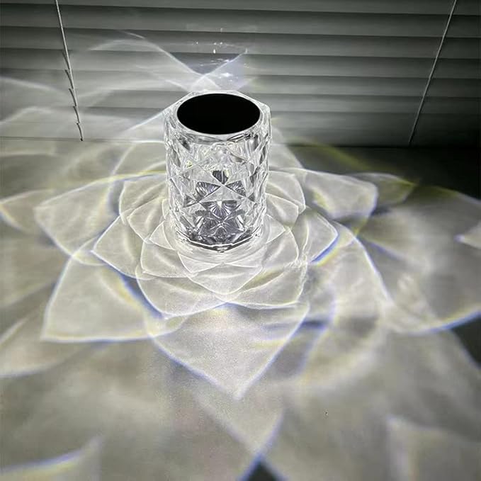 Portable Crystal Table Lamp, 3-Color Touch Control Rechargeable, 3-Levels Brightness Room Decor, Crystal Bedside Night Light for Kids, Bedroom & Dining Room (16 Color Rose)