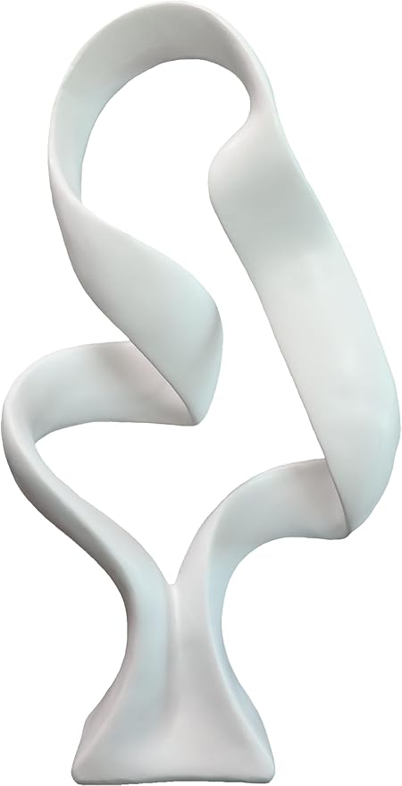 15" Modern Abstract Ribbon Decorative Sculpture, Knot Sculptures,Home Decor,Coffee Table Statues,Dining Living Room Desk Decor（White）