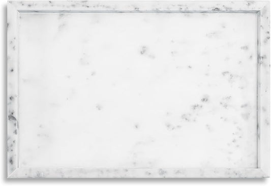 Yew & Tulip Natural Marble Vanity Tray, Nature White Marble with Spots Serving Tray for Bathroom, Kitchen, Vanity, Home Decor, Wedding etc. (12" x 8" x 1.2")