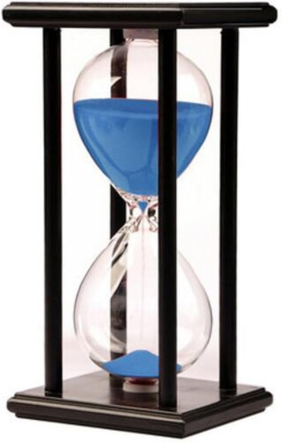 Lodunsyr Hourglass Timer for 60 Minutes Sandglass Timer for Kitchen Living Room Home Office Desk Bedroom Party Festival Coffee Table Book Shelf School Game Sand Timer Clock (Black Frame Blue Sand)