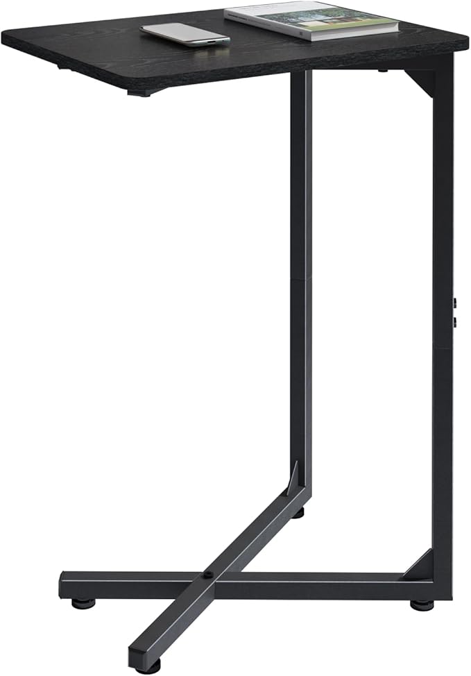 C-Shaped End Table, Small Side Table for Couch, Sofa TV Tray Table for Living Room, Bedroom, Bedside ET-X-BK1