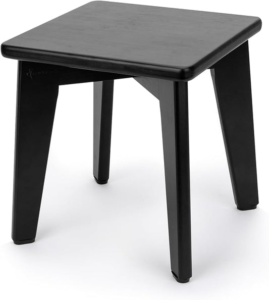 StrongTek Bamboo Step Stool for Kids and Adults, Natural Material, Sturdy and Versatile Short Foot Stool for Bathroom, Kitchen, Bedroom, Compact 10-inch Small Wood Stool, Plant Stand (Black)