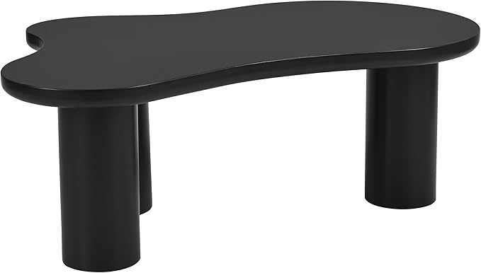 GDFStudio 44'' Cloud-Shaped Coffee Table,Minimalist Center Table with 3 Sturdy Legs & 1.5'' Thick Top,Easy Assembly Round Edge Irregular End Table for Living Room, Bedroom,or Patio,Black