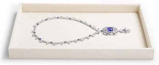 Linen Jewelry Tray Stackable Jewelry Drawer Organizer Trays Necklace Bracelet Holder Storage Display(Beige)