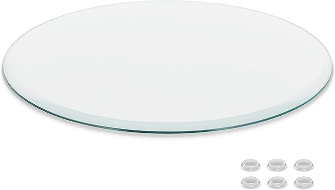 12 inch Round Glass Table Top - Clear Tempered Glass Surface Protector - Safe Beveled Edge - Coffee, Dining and End Table