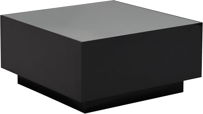 Modern White LED Coffee Table with 5mm Frosted Tempered Glass Top, High Gloss Finish, 16-Color App-Controlled Lights, Sturdy MDF Base, Easy Assembly, 27.56"x27.56"x13.78"