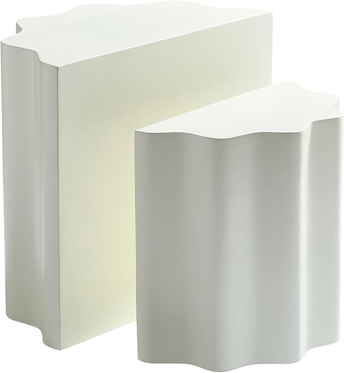 KEVINSPACE End Tables Set of 2, Small Coffee Table Modern SideTable with Non-Slip Feet, Fiberglass Accent Tables for Small Spaces Living Room Bedroom Balcony Office Assembled