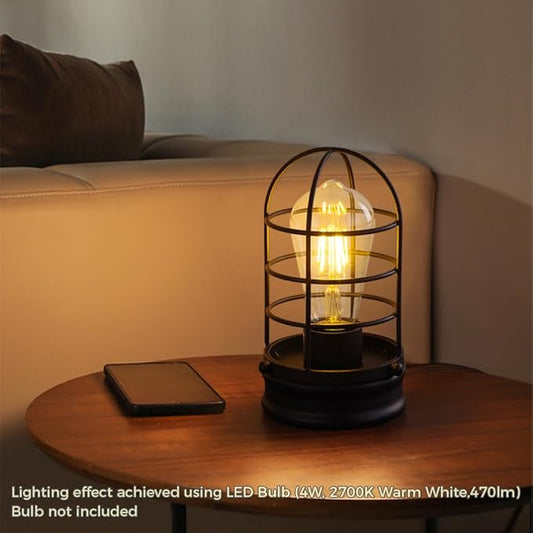 Cerdeco Small Vintage Table Lamp,Industrial Desktop Lamp for Bedside,Bar,Cafe,Bedroom,livingRoom,(Bulb Not Included)