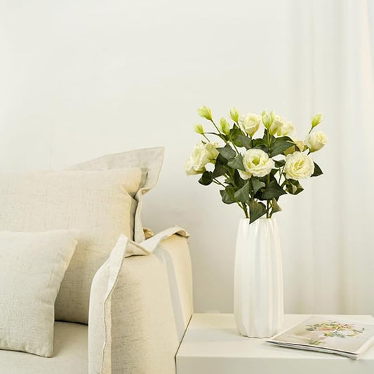 White Ceramic Vase 7.3 Inch - Glossy Minimalist Nordic Flower Vase for Home Decor, Perfect for Dried/Fresh Flowers, Wedding Centerpiece, Housewarming Gift for Christmas, Mother’s Day, Valentine’s Day