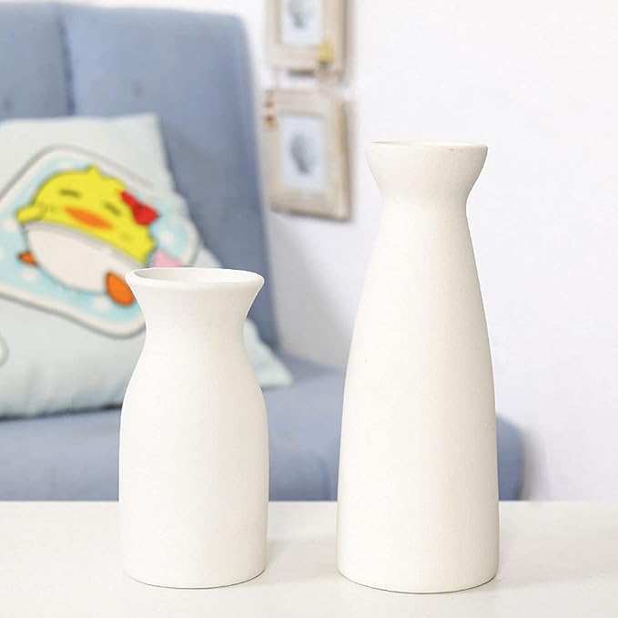 WHJY 8 inch Nordic White Minimalist Matte Handmade Ceramic Vases, Japanese Zen Stoneware Flowerware, Floral Decorations, for Living Room, Study, Bedroom, Balcony, Bar - Tall White