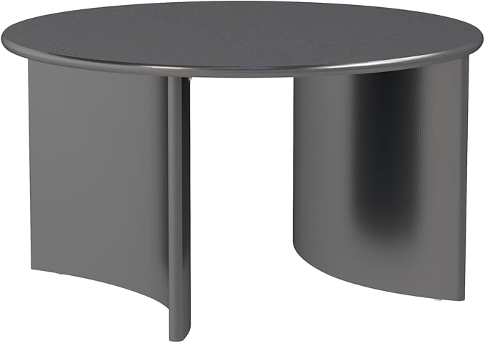 31.5" Mid Century Modern Coffee Table for Living Room, Round Table with Rubber Legs, Small Unique Cocktail Tea Table for Living Room Bedroom Apartment Small Space, Black