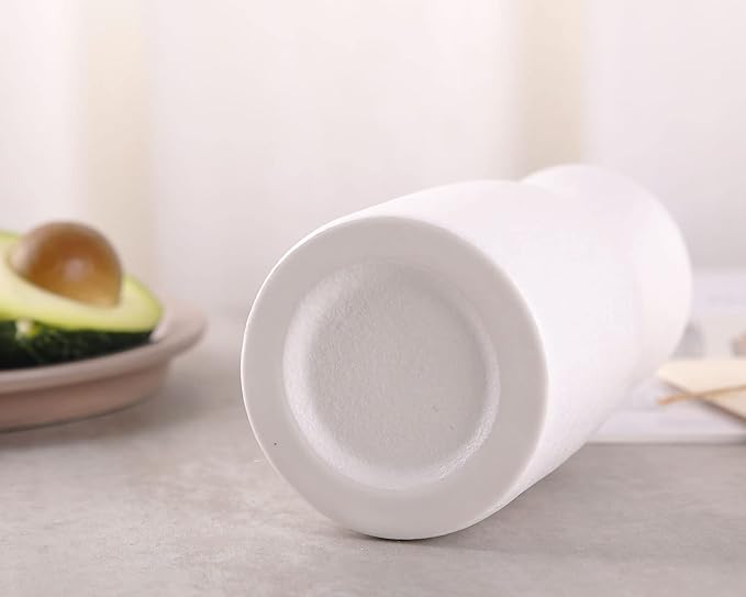 WHJY 6 inch White Nordic Minimalist Matte Handmade Ceramic Vases, Japanese Zen Stoneware Flowerware, Floral Decorations, for Living Room, Study, Bedroom, Balcony, Bar - Short White