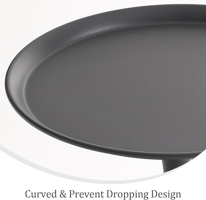 MSOBAIW Small Round Side Table End Table, Metal Pedestal Tables Living Room, Black Minimalist Modern Accent Unique Circle Drink Tables for Sofa, Bedroom, Office