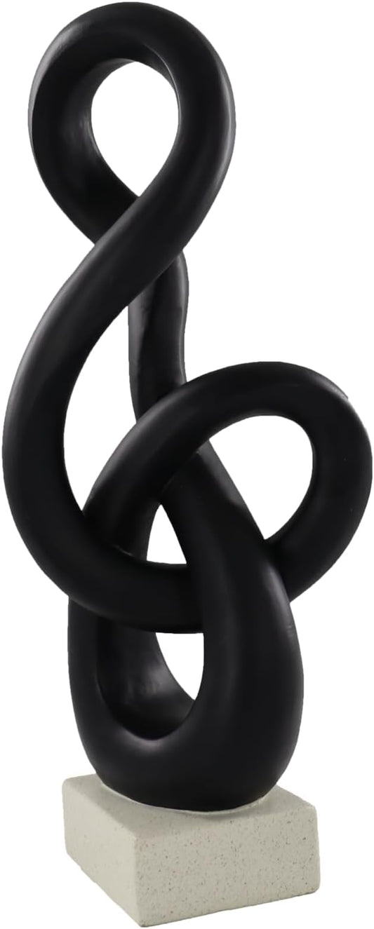 16" Modern Abstract Ribbon Decorative Sculpture, Knot Sculptures,Home Decor,Coffee Table Statues,Dining Living Room Desk Decor（Black）