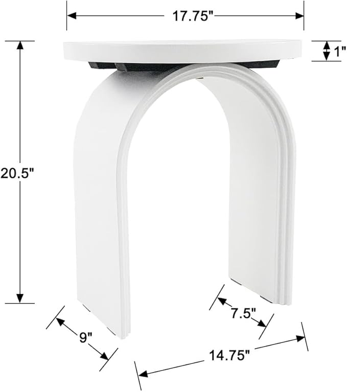 17.7”Wide Modern Side Table, White Wooden End Table, Round Accent Table for Small Spaces, Bedside, Couch Side, Narrow Nightstand for Living Room
