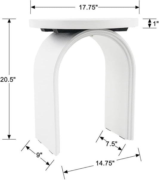 17.7”Wide Modern Side Table, White Wooden End Table, Round Accent Table for Small Spaces, Bedside, Couch Side, Narrow Nightstand for Living Room