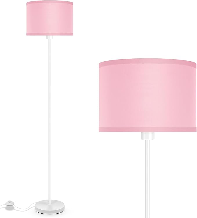Floor Lamps, Standing Lamp, 58" Tall Floor Lamp with Pink Lampshade, Foot Pedal Switch, Modern Bright Floor Lamps for Living Room/Bedroom/Classroom/Kids Room, Pink Light for Girls' Gift(NO Bulb)