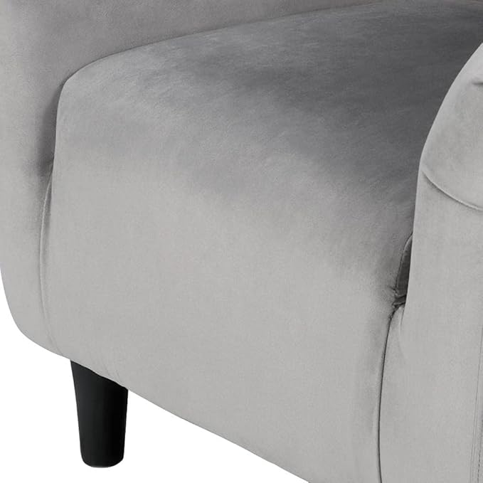Yaheetech Living Room Chair, Velvet Accent Chair, Upholstered Barrel Chair, Sitting Chair with Armrest and Low Back for Living Room Bedroom Reception Room, Gray
