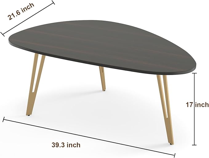 Manora Simple Dark Brown Oval Wood Coffee Table, Modern Tea Table for Living Room or Office, Cute Small Center Table for Compact Space