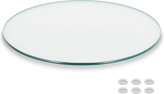 16 inch Round Glass Table Top - Clear Tempered Glass Surface Protector - Safe Pencil Polished Edge - Coffee, Dining and End Table