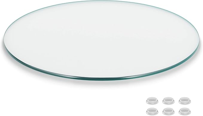 12 inch Round Glass Table Top - Clear Tempered Glass Surface Protector - Safe Pencil Polished Edge - Coffee, Dining and End Table