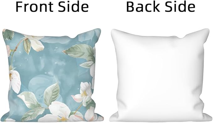 White Flowers Throw Pillow Covers 18"x18" Set of 4, Blooming Floral Couch Pillow Cases Spring Decorative Cushion Covers for Sofa Chair Bed Living Room Garden Farmhouse Car Indoor Outdoor
